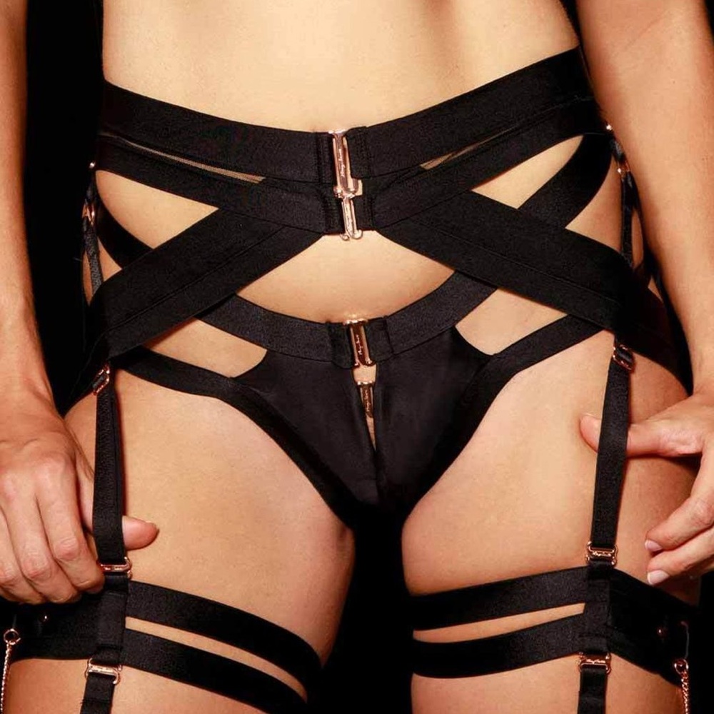 Honey Birdette Kukuro black Suspender size XL